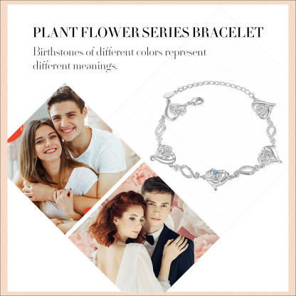 Flowers Bracelet Personalised 1 Birthstone Bracelet Engraved Names Flowers Charm Gifts For Her-Jessemade AU