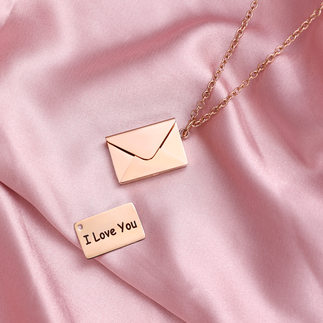 Personalised Envelope Locket Necklace Engrave Secret Love Letter Necklace Romantic Gifts-Jessemade AU