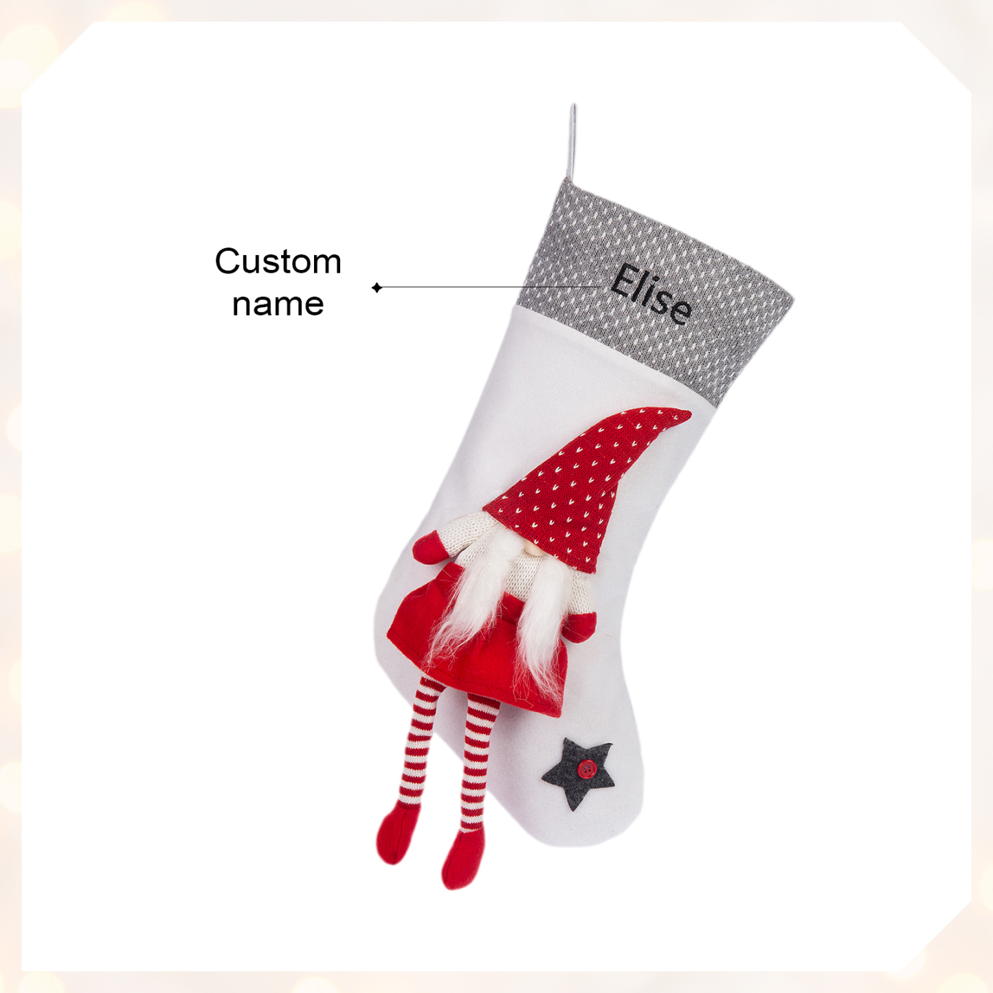 Custom 1 Name Christmas Stocking Ornament Christmas Gift Bags Santa Claus Stocking Gifts for Family Friends-Jessemade AU