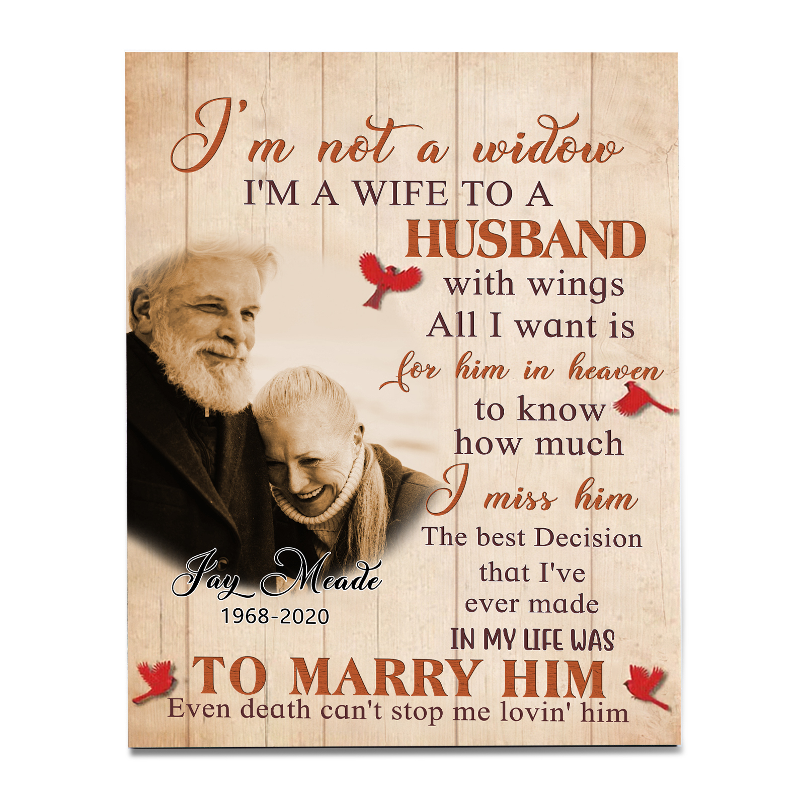Memorial Wooden Plaque Custom Photo & Texts Art Decorations Picture Board Desktop Ornaments - I'm Not A Widow-Jessemade AU