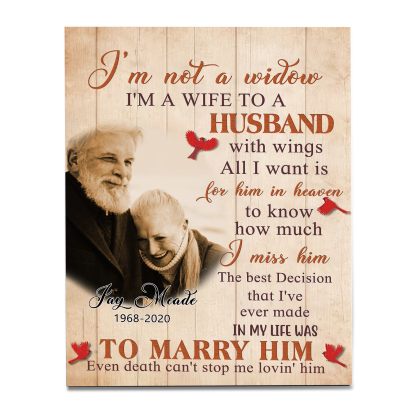 Memorial Wooden Plaque Custom Photo & Texts Art Decorations Picture Board Desktop Ornaments - I'm Not A Widow-Jessemade AU