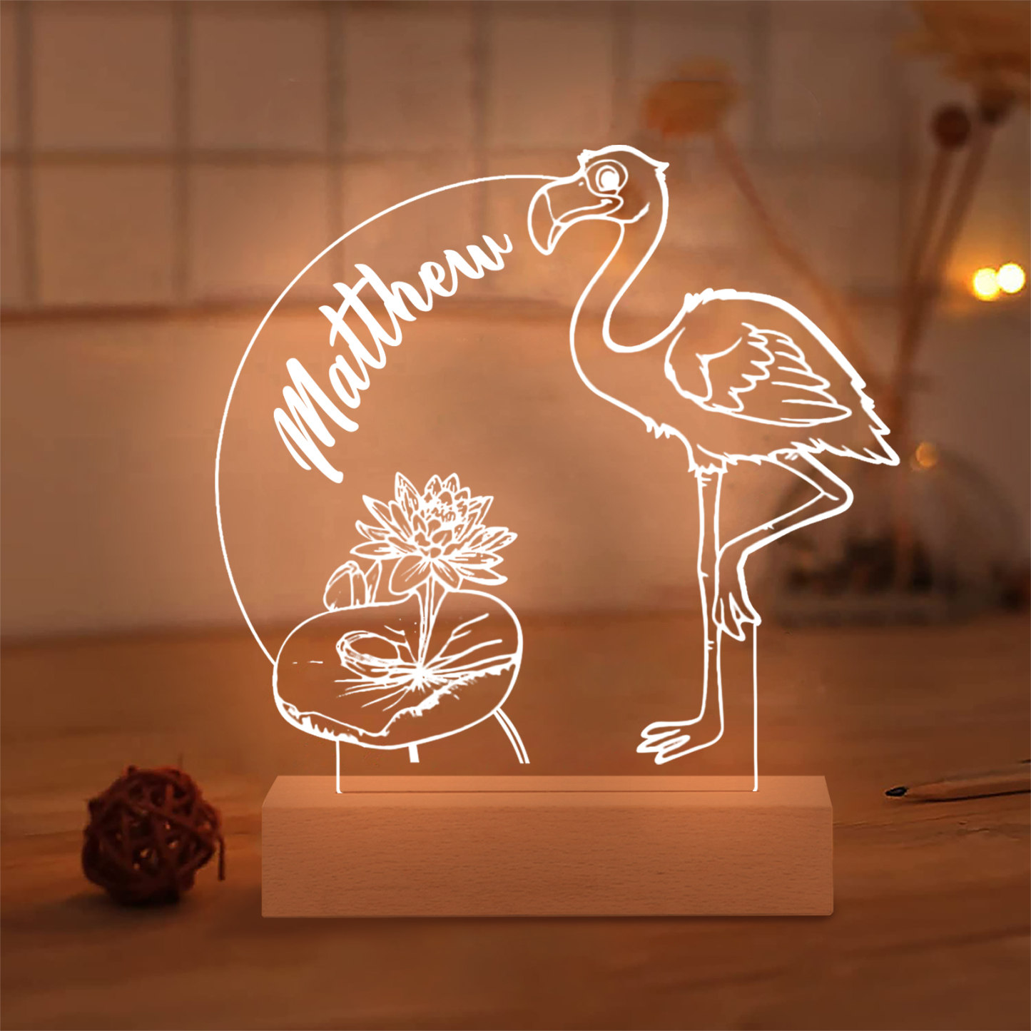 Flamingo Night Light Personalised Name LED Lamp Custom Animal Night Light Gifts For Kids-Jessemade AU
