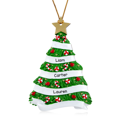3 Names - Personalised Christmas Tree Ornament Customised Name Wooden Hanging Ornaments Christmas Gift for Family-Jessemade AU