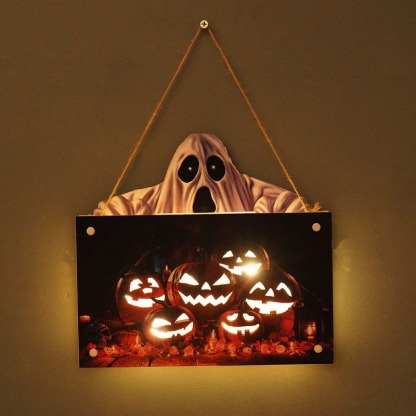 Halloween Wooden LED Night Light Door Sign Hanging Ornament-Jessemade AU