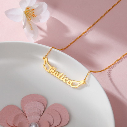 Personalised Wings Necklace Custom 1 Name Necklace Gift For Women-Jessemade AU