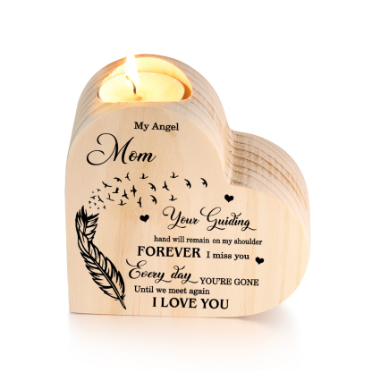 My Angel Mom Wooden Heart Candle Holder Memorial Candlesticks "Until we meet again"-Jessemade AU