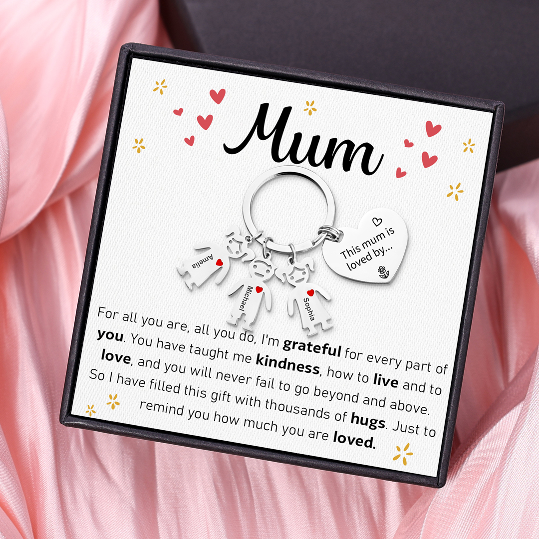 3 Names - Personalised Keychain with Kid Charm Engraved Names Keychain Mother's Day Gift for Mum-Jessemade AU