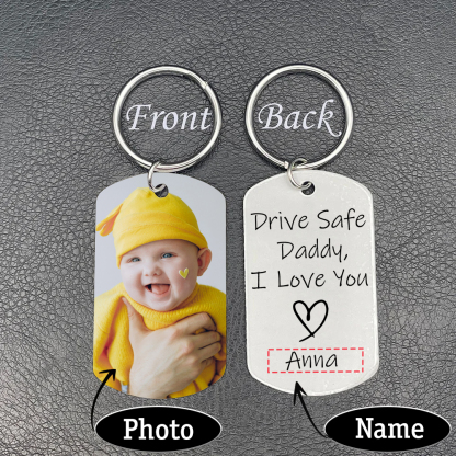 Drive Safe Gift For Dad Personalised Photo Keychain Custom Name Father Keychain-Jessemade AU