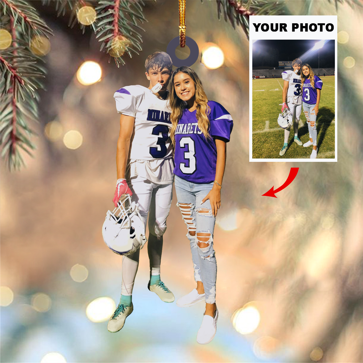 Personalised Acrylic Christmas Ornament Customised Photo Xmas Decor Gift for Couples-Jessemade AU