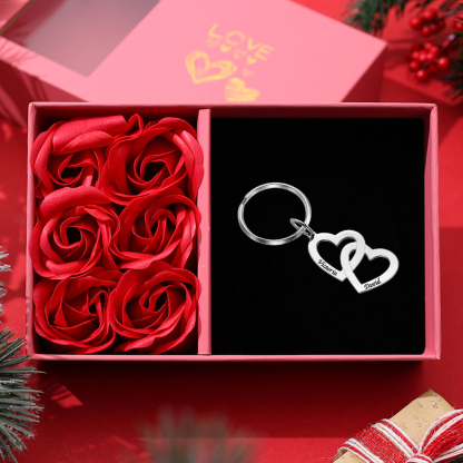 Personalised Double Heart Keychain Engraved 2 Names Gifts For Her-Jessemade AU
