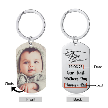 Our First Mother's Day Personalised Photo Keychain Custom Date & Text Keychain Holding Hands Gifts For Mother-Jessemade AU