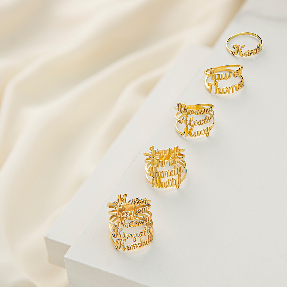 Personalised Name Ring Custom 2 Names Ring Gifts For Women-Jessemade AU