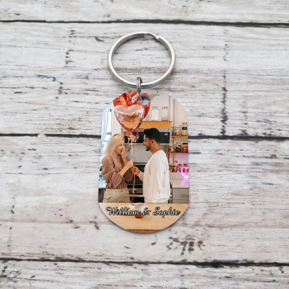 Personalised Couple Photo Keychain Customised 2 Names Keyring Valentine's Day Gifts - God Blessed the Broken Road that Led Me Straight To You-Jessemade AU