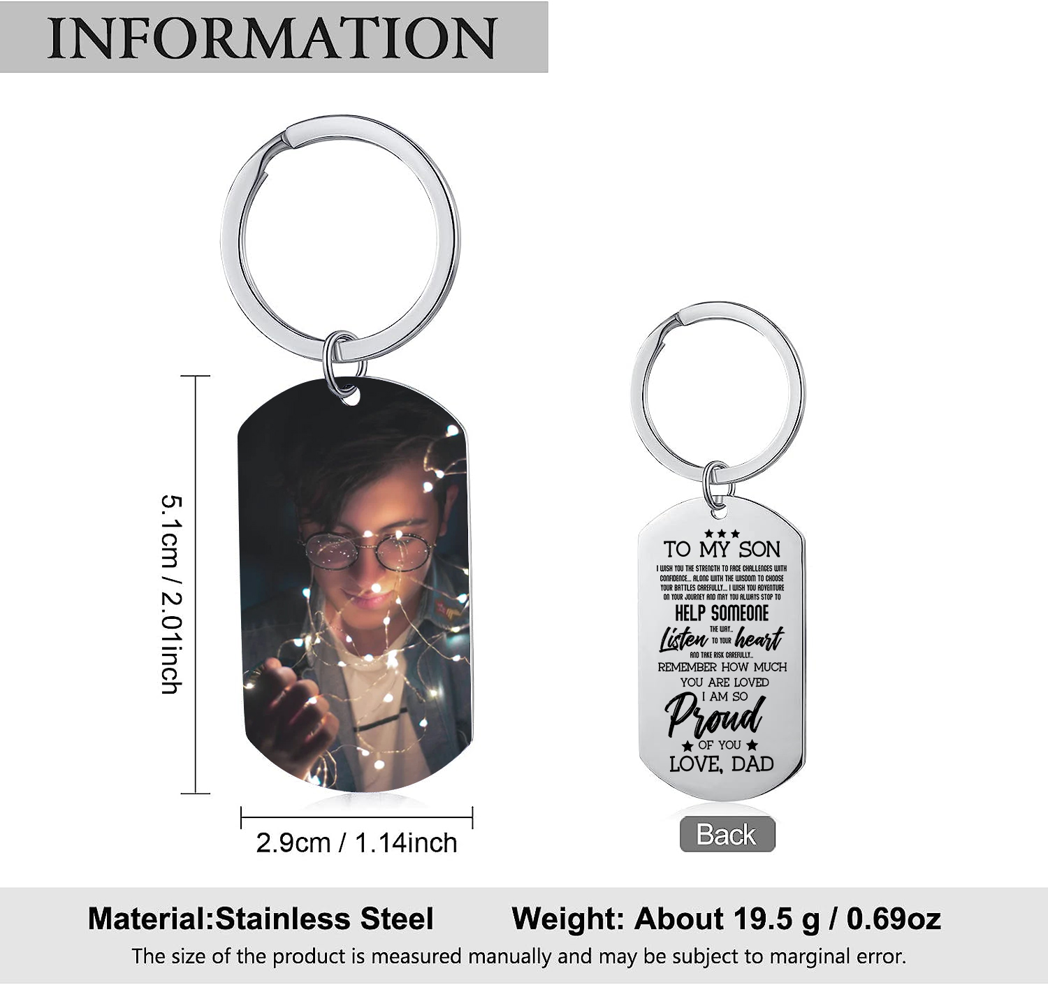 To My Son Keyring Custom Photo Keychain "I Am So Proud Of You" Personalised Gifts For Son-Jessemade AU