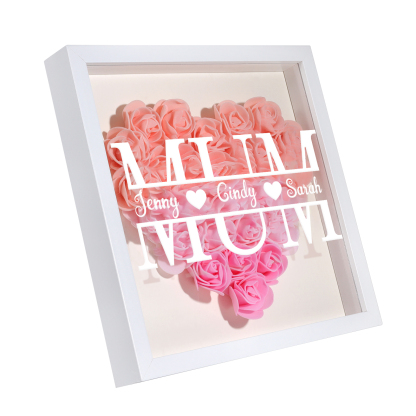 Personalised Flower Shadow Box Custom Name & Text Heart Rose Frame Decorations Mother's Day Gift for Her-Jessemade AU