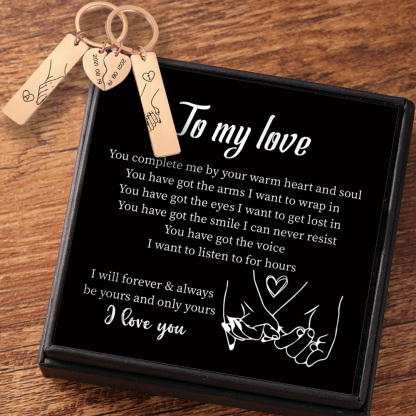 Personalised Hand in Hand Couple Keychain Set Engrave Name Matching Couple Gifts-Jessemade AU