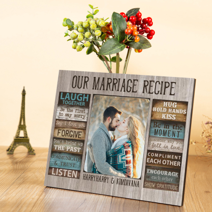 "Our Marriage Recipe" Wooden Plaque Custom Text & Photo Art Decorations Picture Board Ornaments Couple Gifts-Jessemade AU
