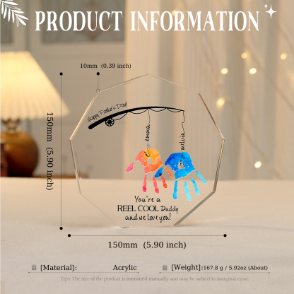 Personalised Acrylic Nine-Sided Shape Plaque Custom 2 Names Fishing Ornaments - You're A Real Cool Daddy And We Love You-Jessemade AU