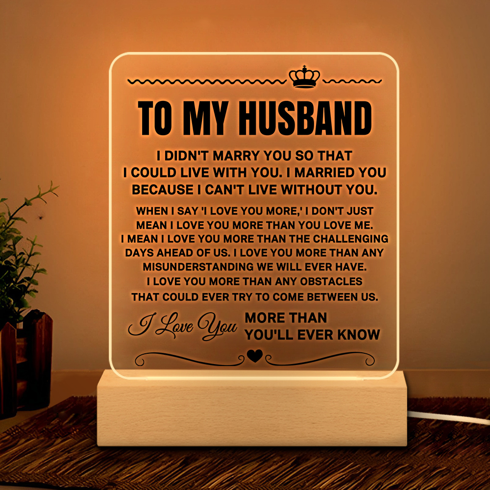 To My Husband Night Light, "I Love You More Than You'll Ever Know" LED Lamp Romantic Gifts for Him-Jessemade AU