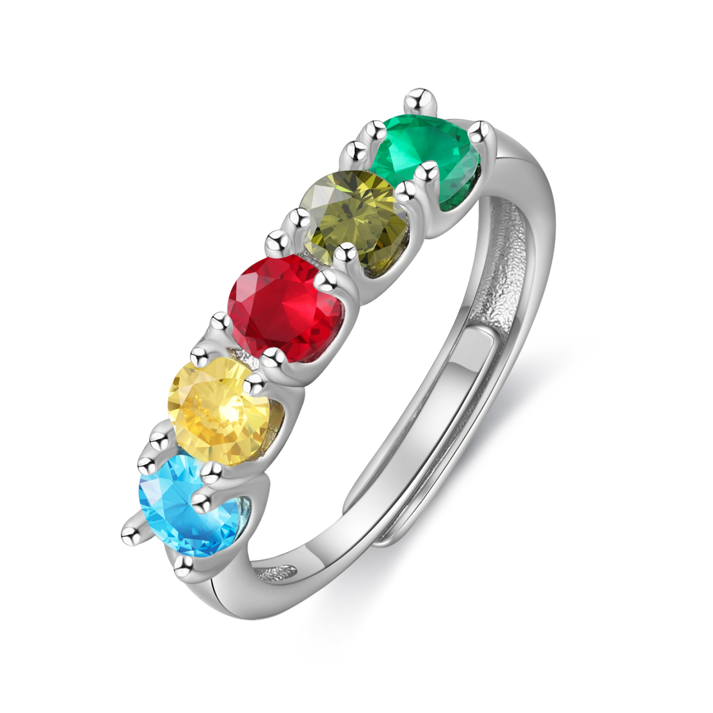 Personalised Women's Ring Customised 5 Birthstones Open Ring Birthday Gift for Women Girls-Jessemade AU