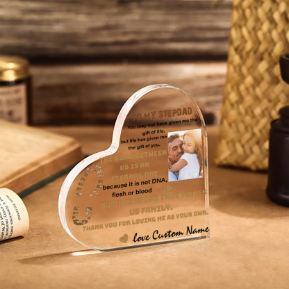 To My Stepdad Personalised Acrylic Heart Keepsake Custom Photo Sign Plaque - THE BOND BETWEEN US IS AN ETERNAL ONE-Jessemade AU