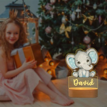 Custom Name Animal Elephant Night Light LED Lamp Gifts For Kids-Jessemade AU