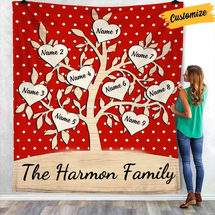 Personalised Family Tree Blanket Custom 7 Family Names Christmas Blanket-Jessemade AU