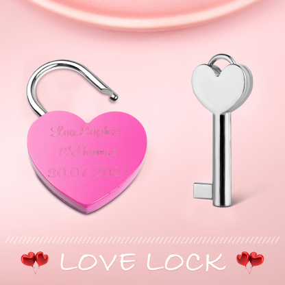 Personalised Heart Engraved Love Lock Custom Names Padlocks Gifts For Couple-Jessemade AU