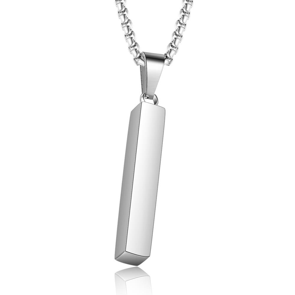 Personalised 3D Bar Necklace 4 Sides Vertical Bar Necklace For Him-Jessemade AU
