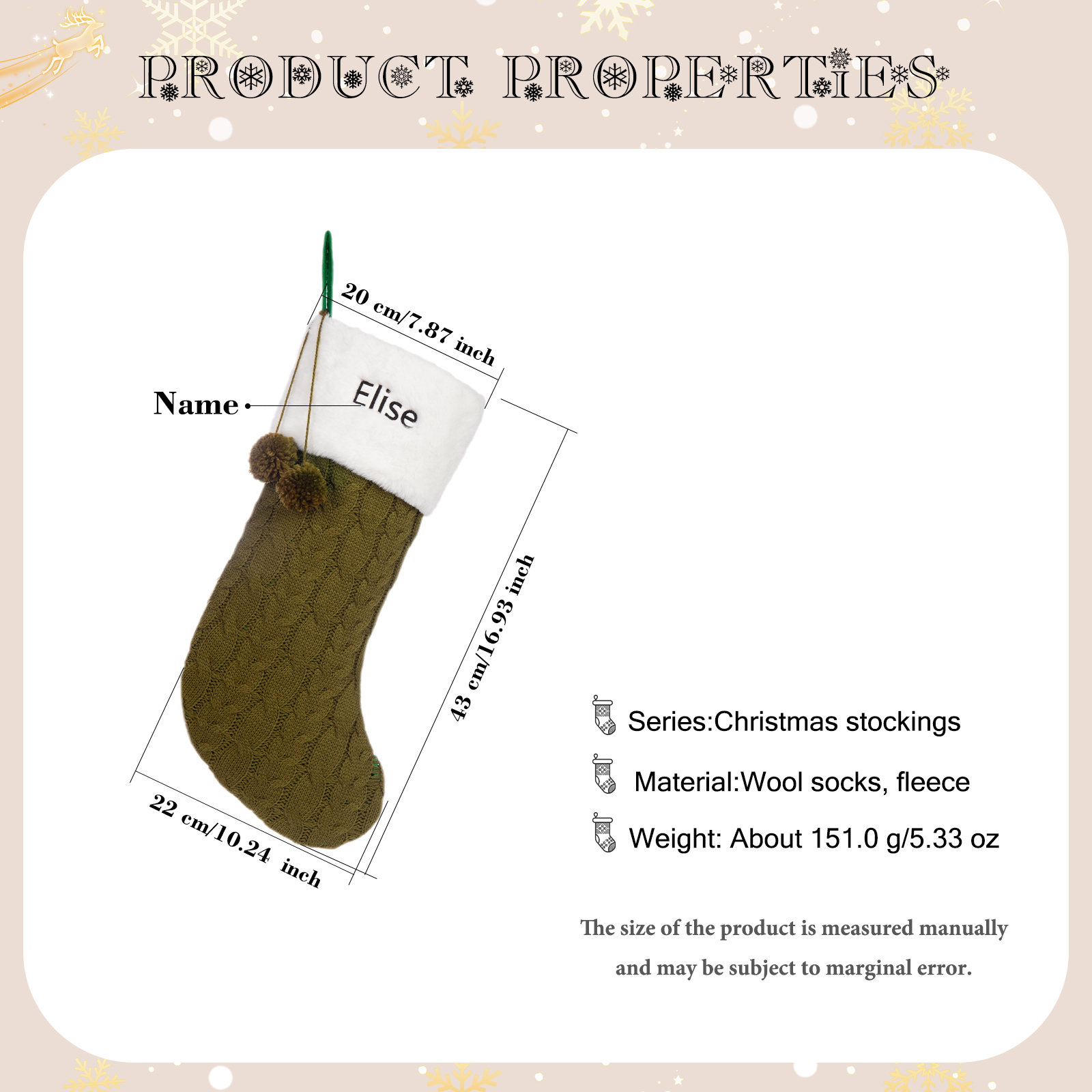 Personalised Christmas Fireplace Decor Customised 1 Name Christmas Stocking Gift for Family and Friends-Jessemade AU