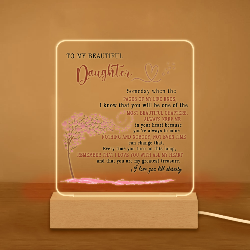 To My Beautiful Daughter Acrylic Night Light "I Love You Till Eternity" LED Lamp Heartwarming Gifts-Jessemade AU