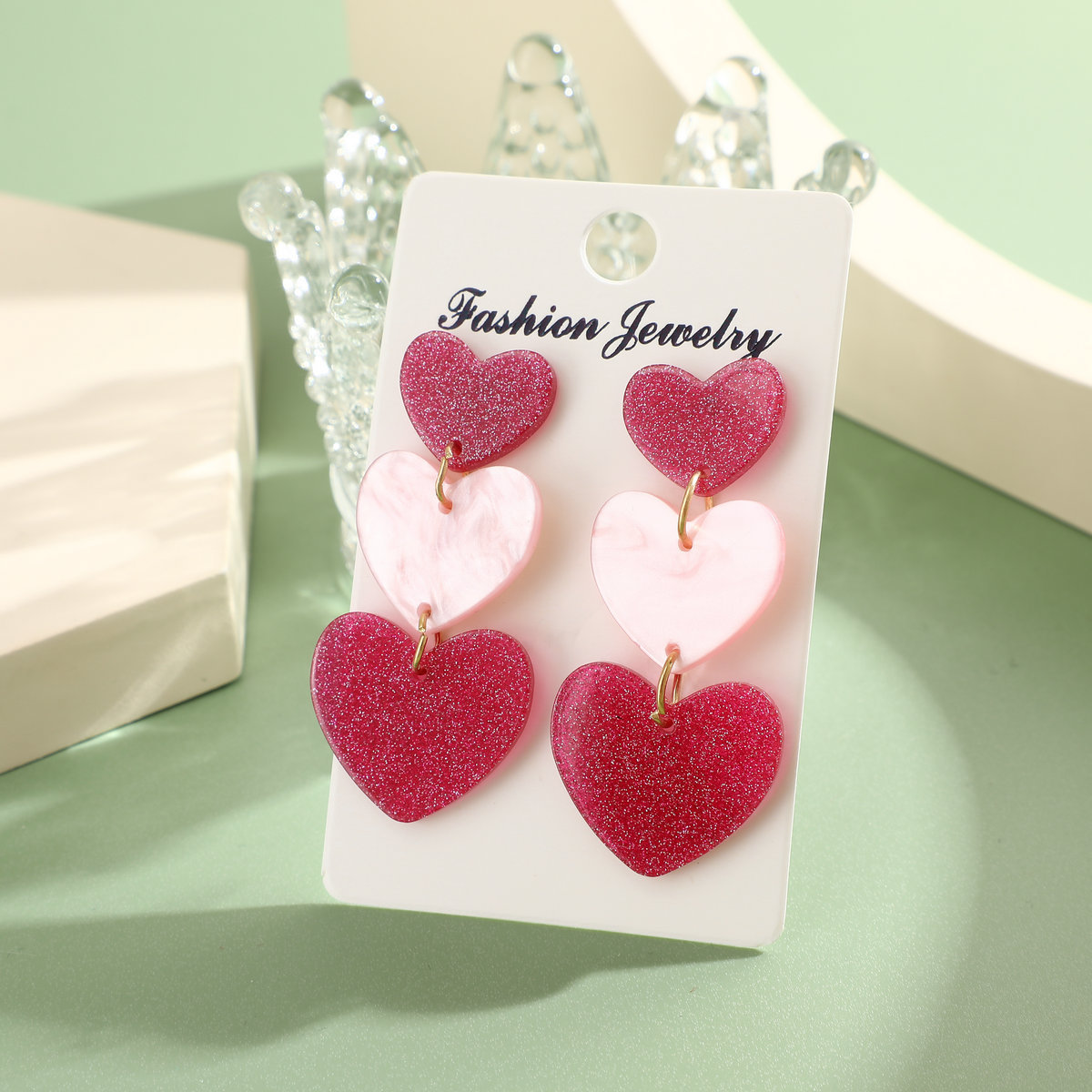 Women's Earrings Pink Heart Earrings Birthday Mother's Day Gifts for Her-Jessemade AU