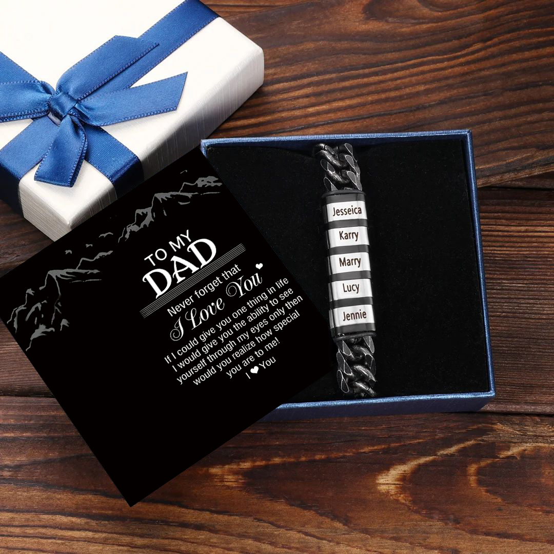 Personalised Black Stainless Steel Bracelet Custom 4 Names Men's Women's Bracelets For Couple-Jessemade AU