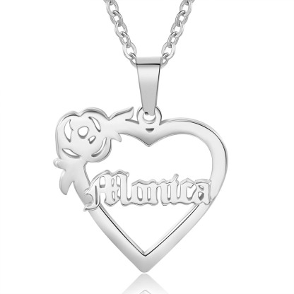 Personalised Heart Name Necklace Classic Jewelry Gift For Her-Jessemade AU
