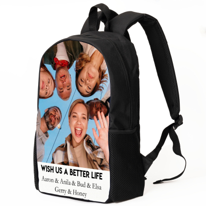 Personalised Photo and names Backpack Photo Print School Bag With Text Gifts for Kids-Jessemade AU