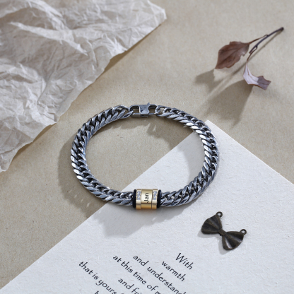 Personalised Cuban Chain Bracelet Customised Name Bracelet with 1 Beads-Jessemade AU