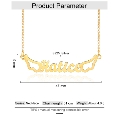 Personalised Wings Necklace Custom 1 Name Necklace Gift For Women-Jessemade AU