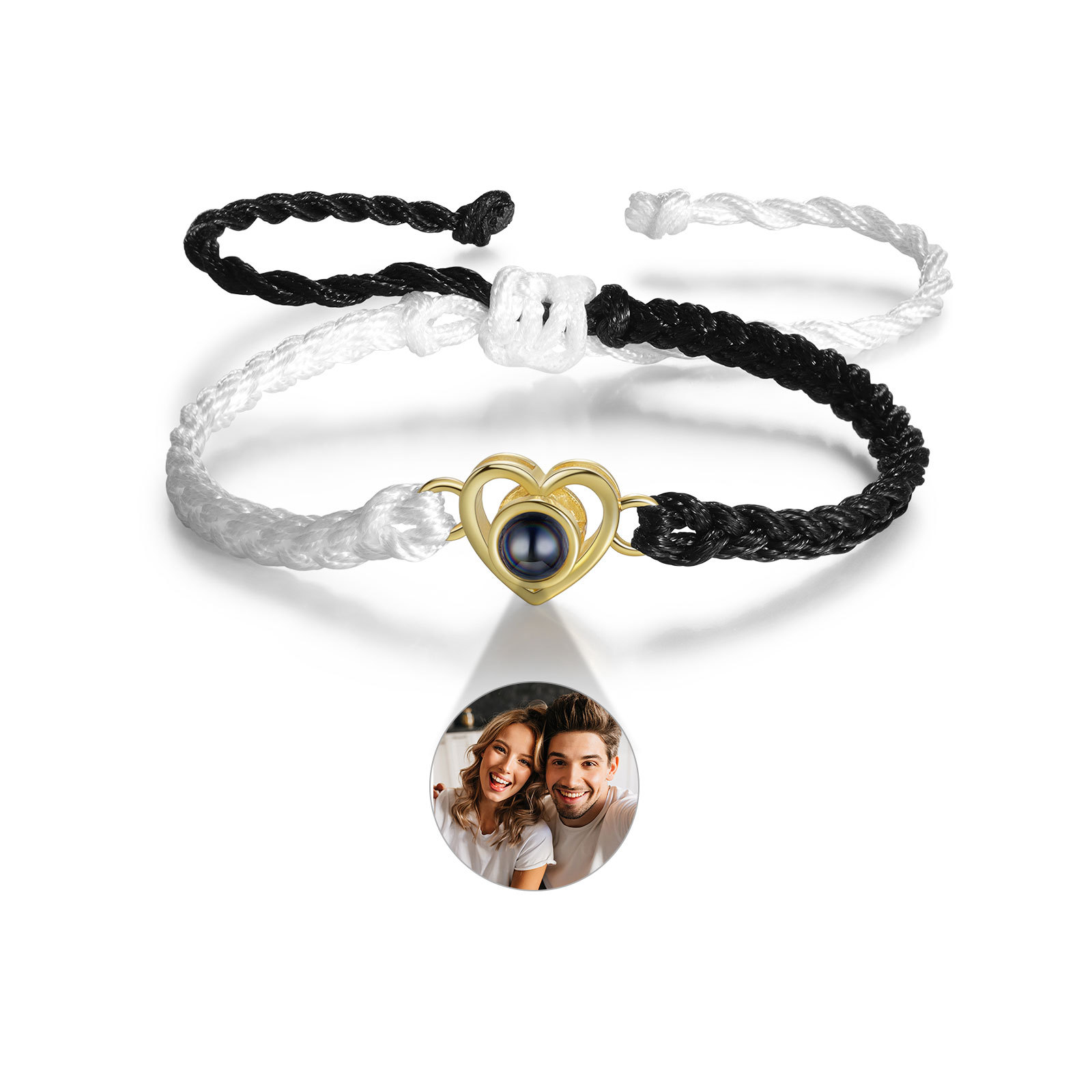 Personalised Heart Projection Bracelet Customised Photo Bracelet Adjustable Bracelet Gift for Couples/Family/Friends-Jessemade AU