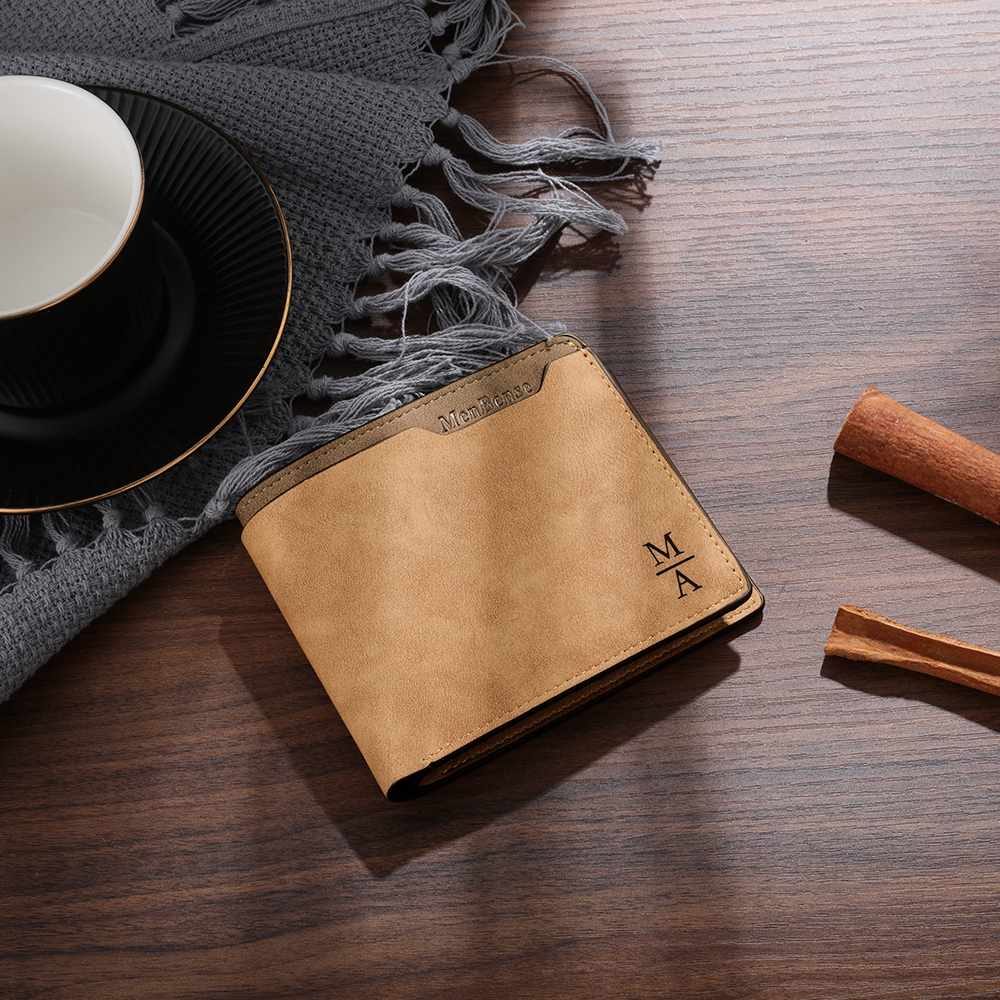 Personalised Leather Wallet Engraved Photo Short Purse Folding Wallet Gifts For Men-Jessemade AU