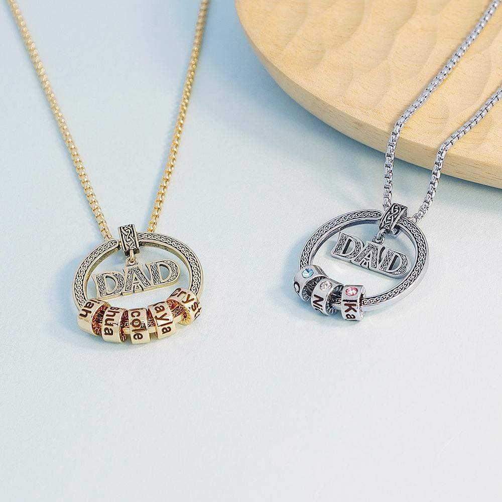 Dad Necklace Personalised Circle Men Necklace with Birthstones Engraved 4 Names Gifts For Father-Jessemade AU