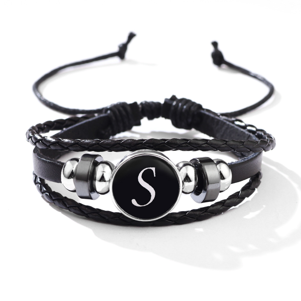 26 Letter Leather Braided Bracelets A-Z Initial Alphabet Beaded Bracelet Gifts for Women Men-Jessemade AU