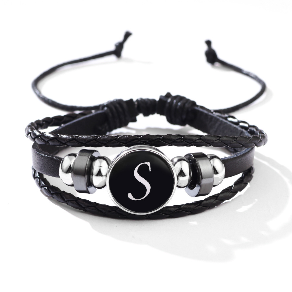 26 Letter Leather Braided Bracelets A-Z Initial Alphabet Beaded Bracelet Gifts for Women Men-Jessemade AU