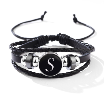 26 Letter Leather Braided Bracelets A-Z Initial Alphabet Beaded Bracelet Gifts for Women Men-Jessemade AU