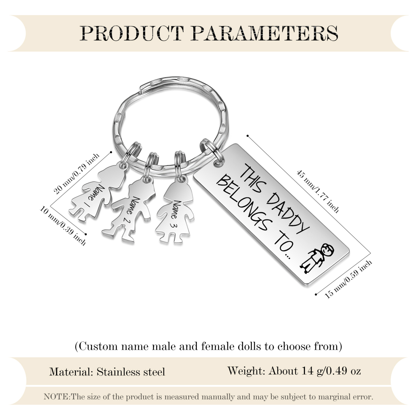 Personalised Keychain with 3 Kid Charms Father's Day Gift "This Daddy Belongs To" Custom Family Keyring-Jessemade AU