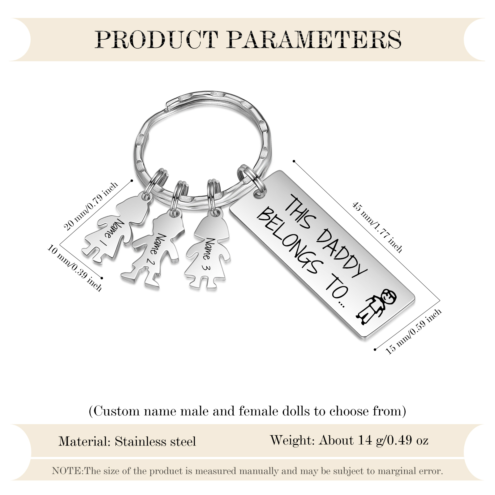 Personalised Keychain with 3 Kid Charms Father's Day Gift "This Daddy Belongs To" Custom Family Keyring-Jessemade AU