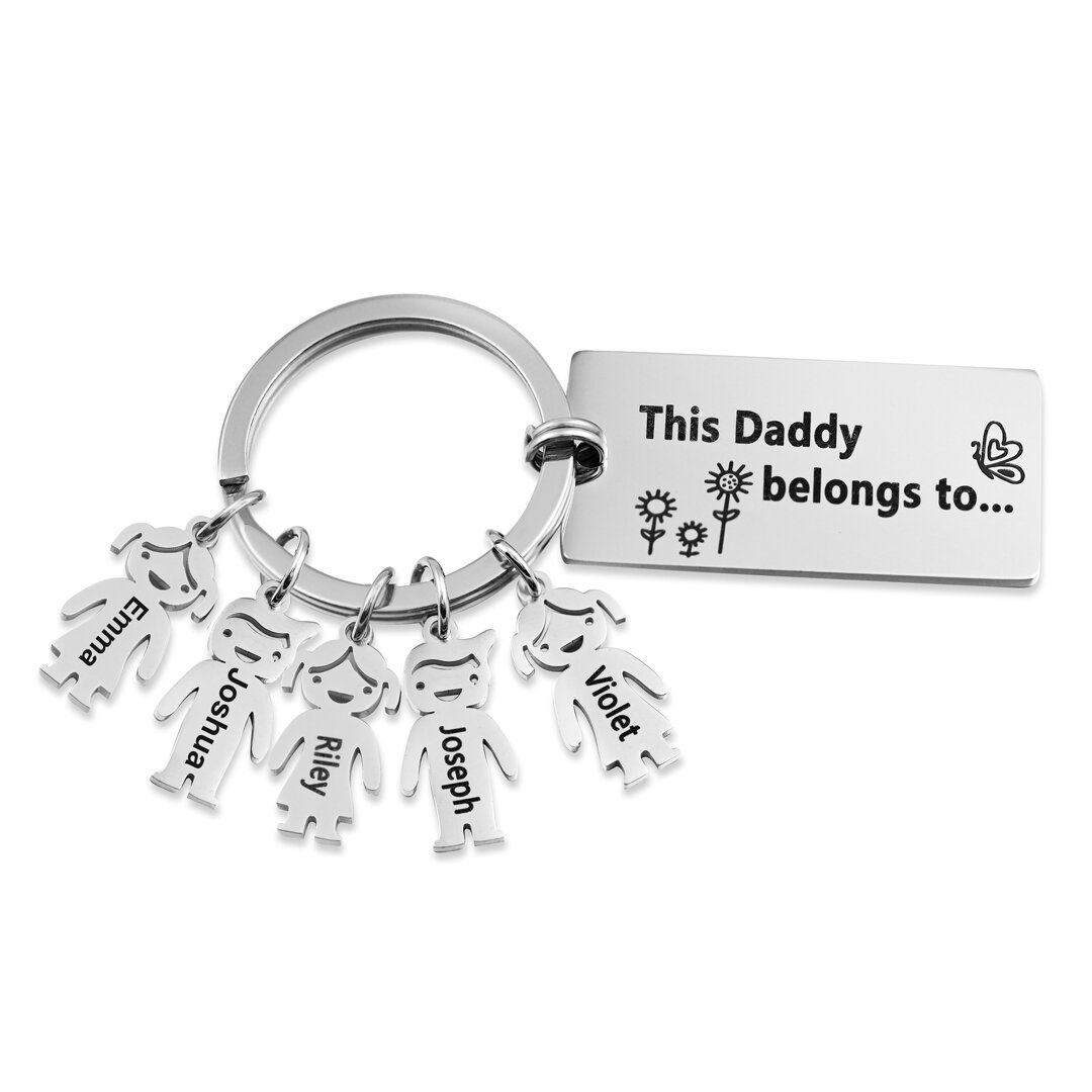 Personalised Keychain with Kid Charm Engraved 5 Names Family Keychain for Him-Jessemade AU