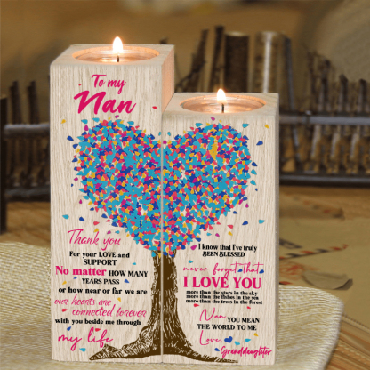 To My Grandma/Nanny/Nan Family Tree Candle Holder You Mean The World To Me Wood Candlesticks Gifts for Grandma-Jessemade AU