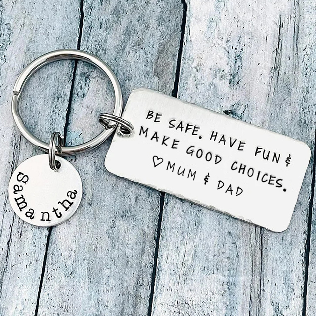 Be Safe Have Fun Make Good Choice Keychain Personalised Name Keyring for Kids-Jessemade AU