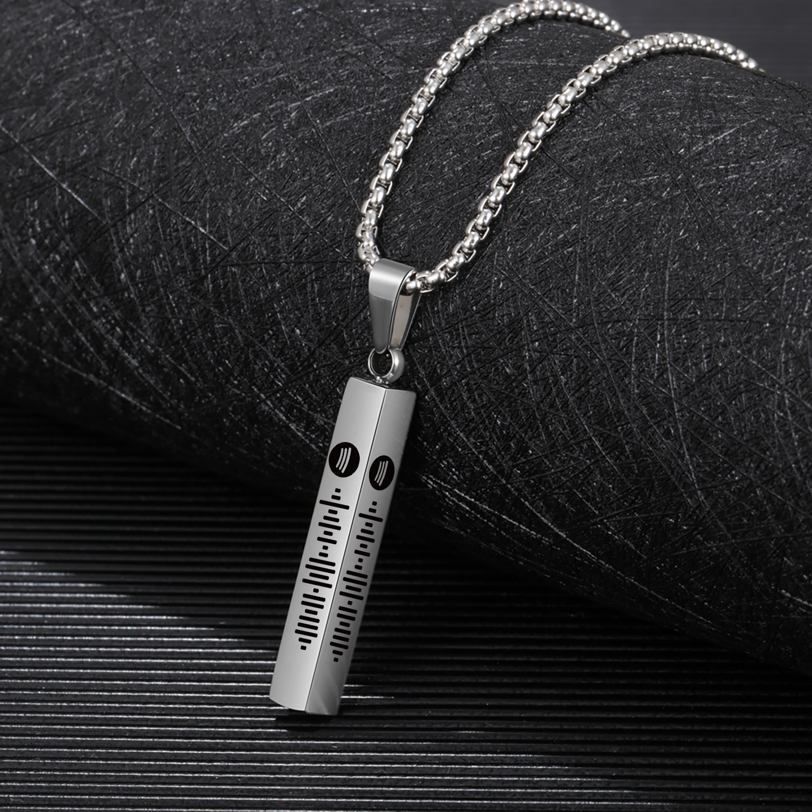 Personalised 3D Vertical Bar Necklace Customised Music Spotify Code Necklace for Her Him-Jessemade AU
