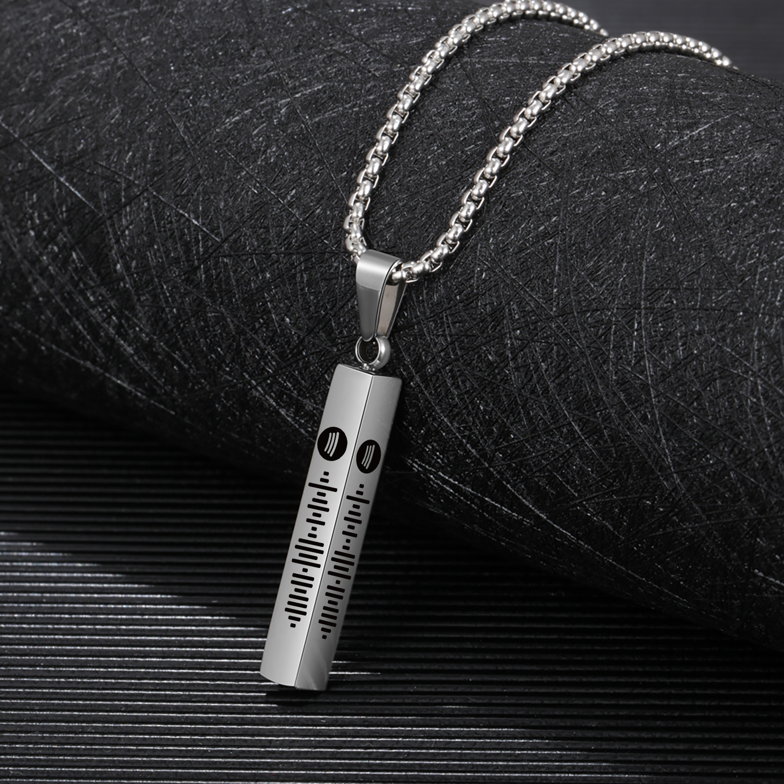 Personalised 3D Vertical Bar Necklace Customised Music Spotify Code Necklace for Her Him-Jessemade AU